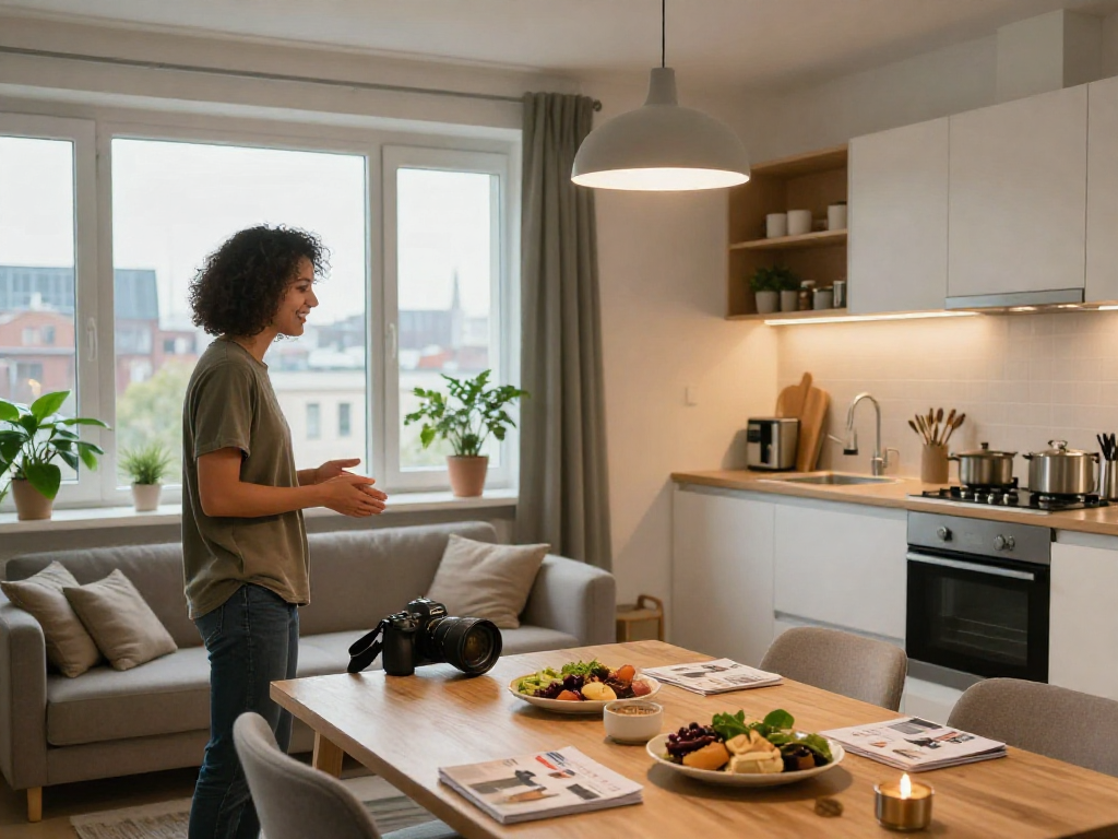 Moderne und gemütliche Monteurzimmer in Hannover mit voll ausgestatteter Küche und einladendem Ambiente.