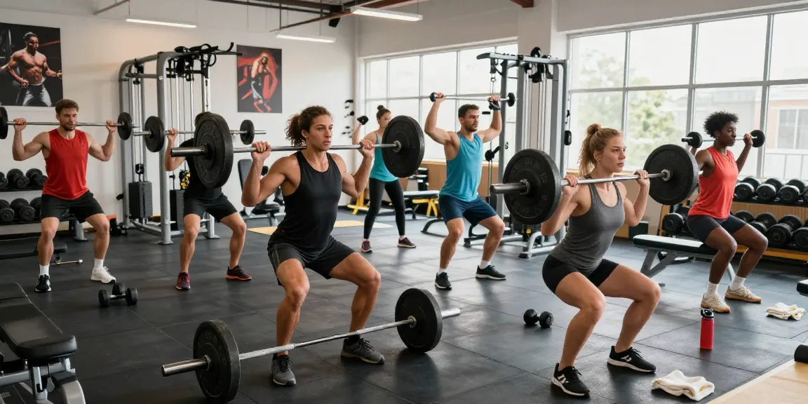 Bodybuilder im Steroidshop beim Training mit Gewichten in modernem Fitnessstudio.