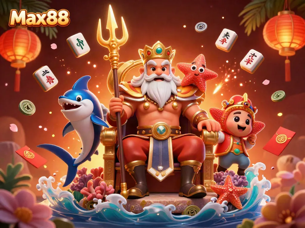 Experience exhilarating gaming action with Max88, featuring a vibrant underwater scene and dynamic casino elements.