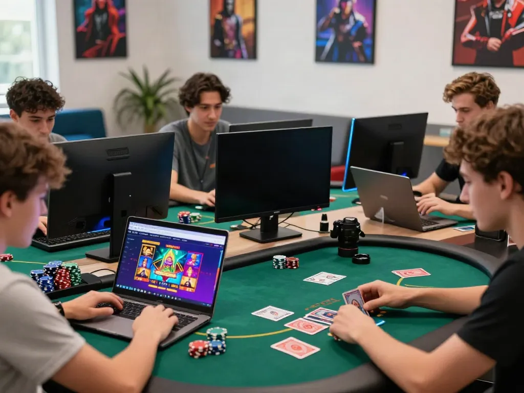 Online gambling experience showcasing players engaged in UK88 activities, vibrant digital interface and dynamic atmosphere.