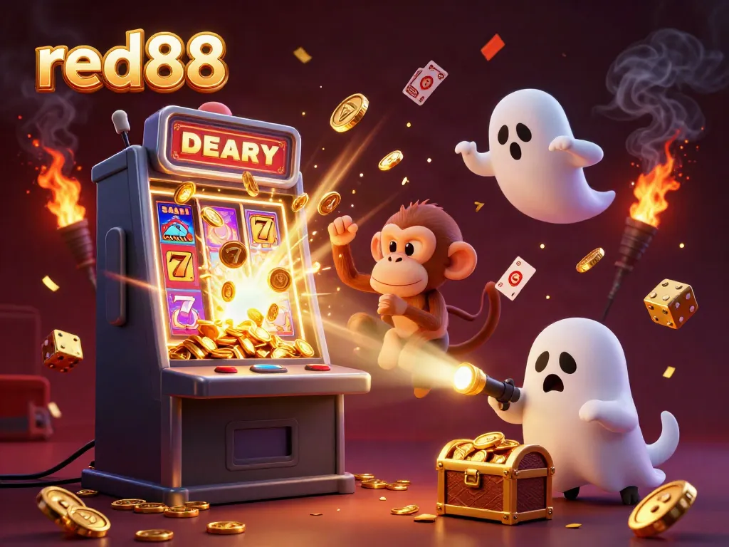 Experience thrilling wins with red88 as a mischievous poltergeist monkey juggles golden casino treasures.