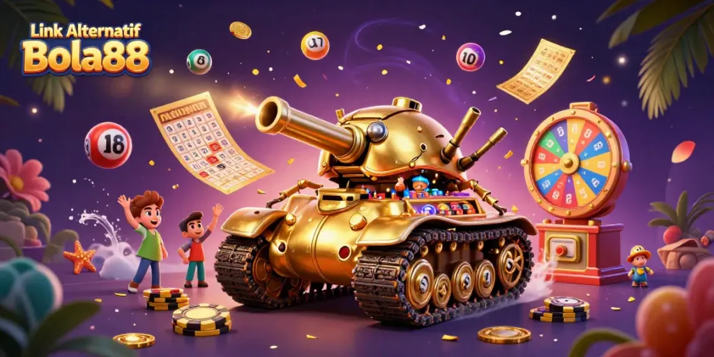 Experience thrilling action with Link Alternatif Bola88 in a vibrant casino scene filled with games and excitement.
