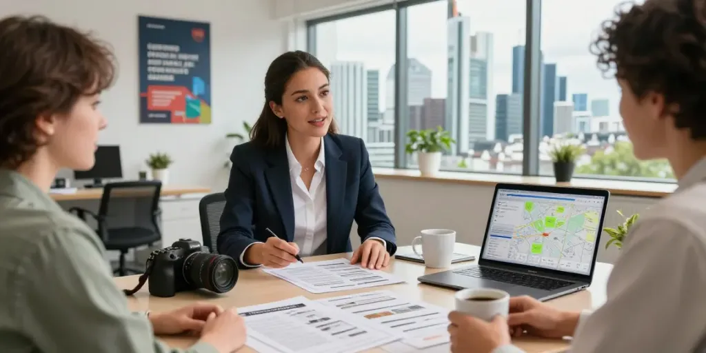 Bester Immobilienmakler Frankfurt vermittelt persönliche Beratung in modernem Büro.