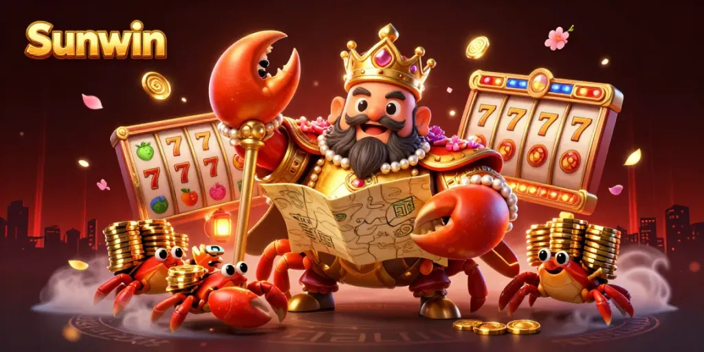 Experience the excitement of Sunwin as golden crab emperor hosts thrilling slot games with shining jackpot!