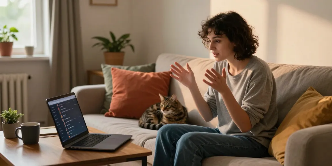 Engaging in a sex chat conversation on a laptop at home.