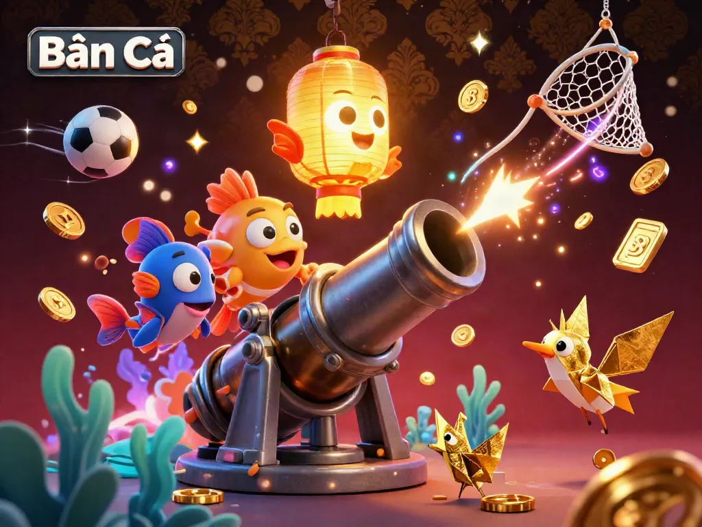 Engage in Bắn Cá with an exciting underwater cannon capturing vibrant sea creatures in a dynamic game scene.