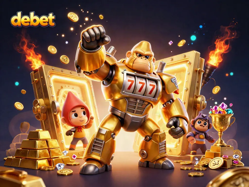 Engage with debet's immersive 3D casino experience featuring thrilling slot machines and golden treasures.