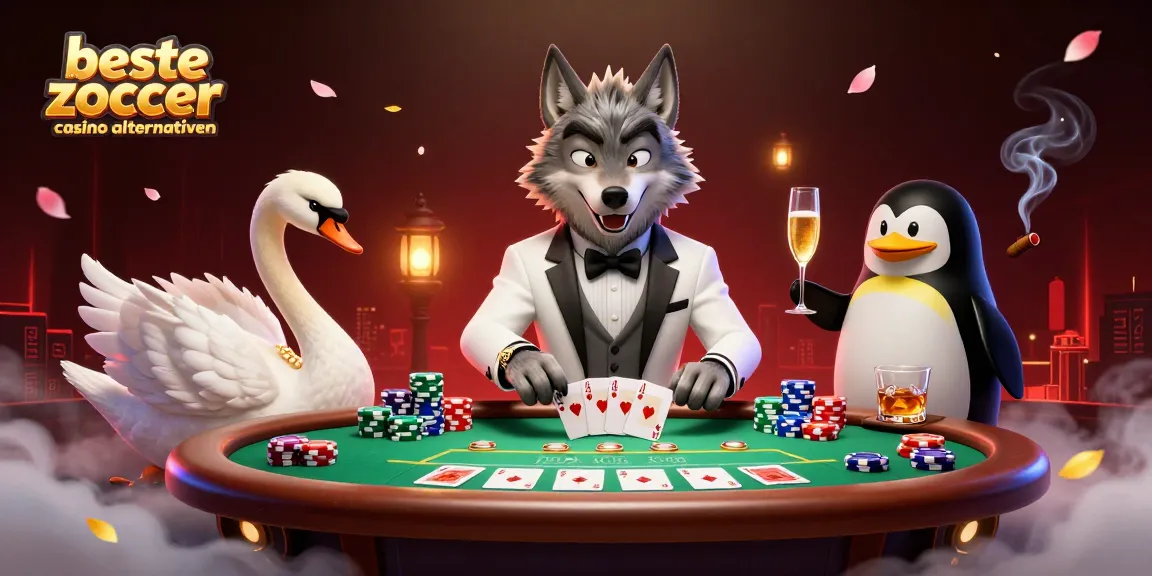Beste Zoccer Casino Alternativen: Tierische Charaktere am Pokertisch mit würdigen Spielen.