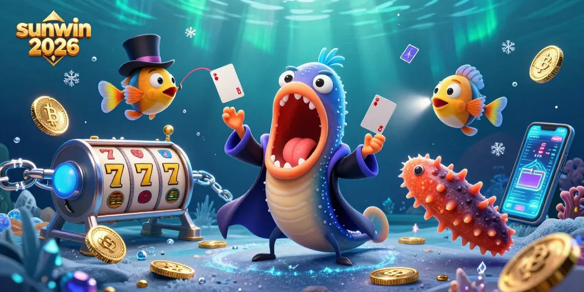 Engage with sunwin 2026 in an exciting underwater casino scene featuring vivid characters and glowing crypto elements.